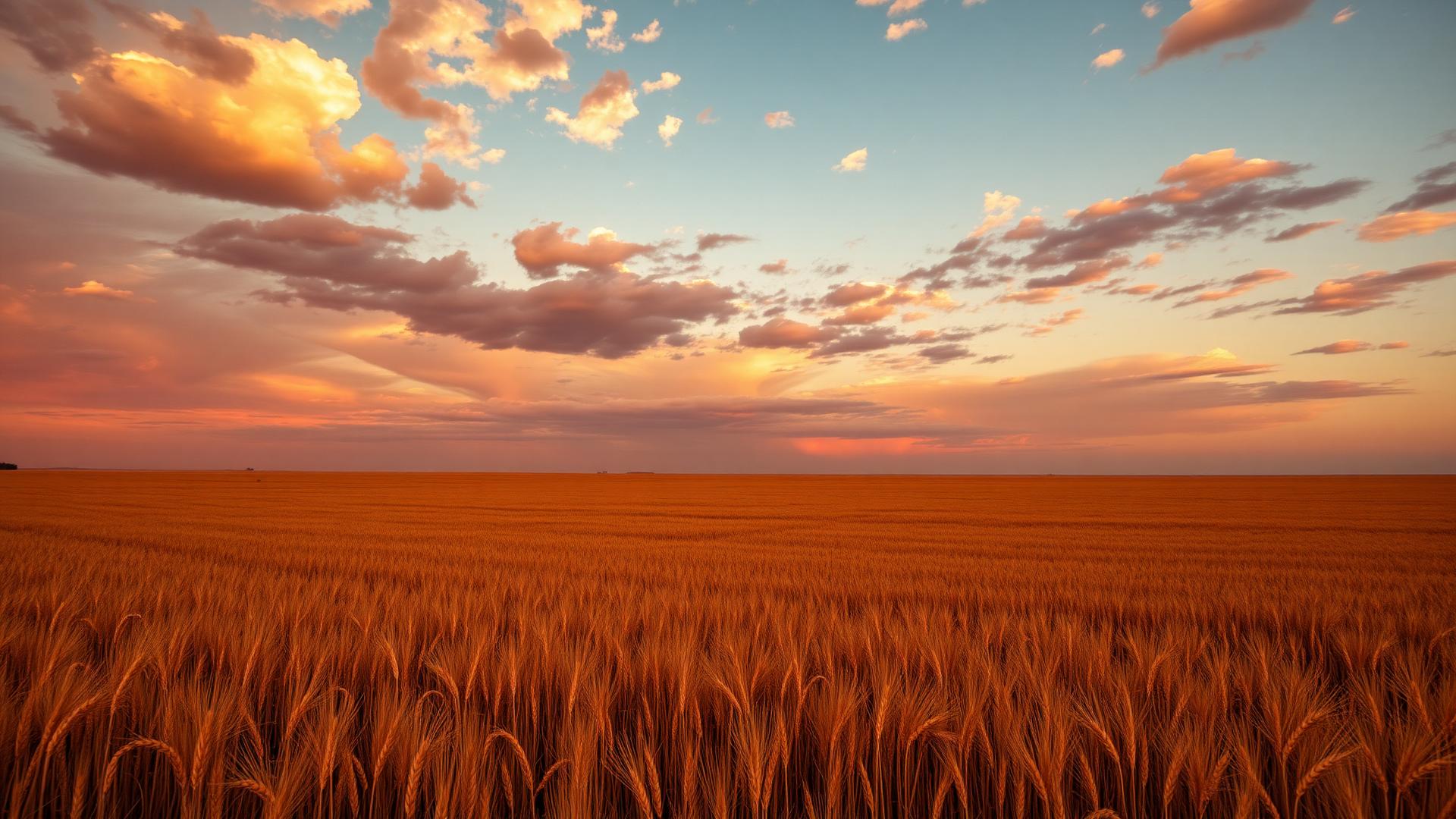 Kansas prairie at golden hour